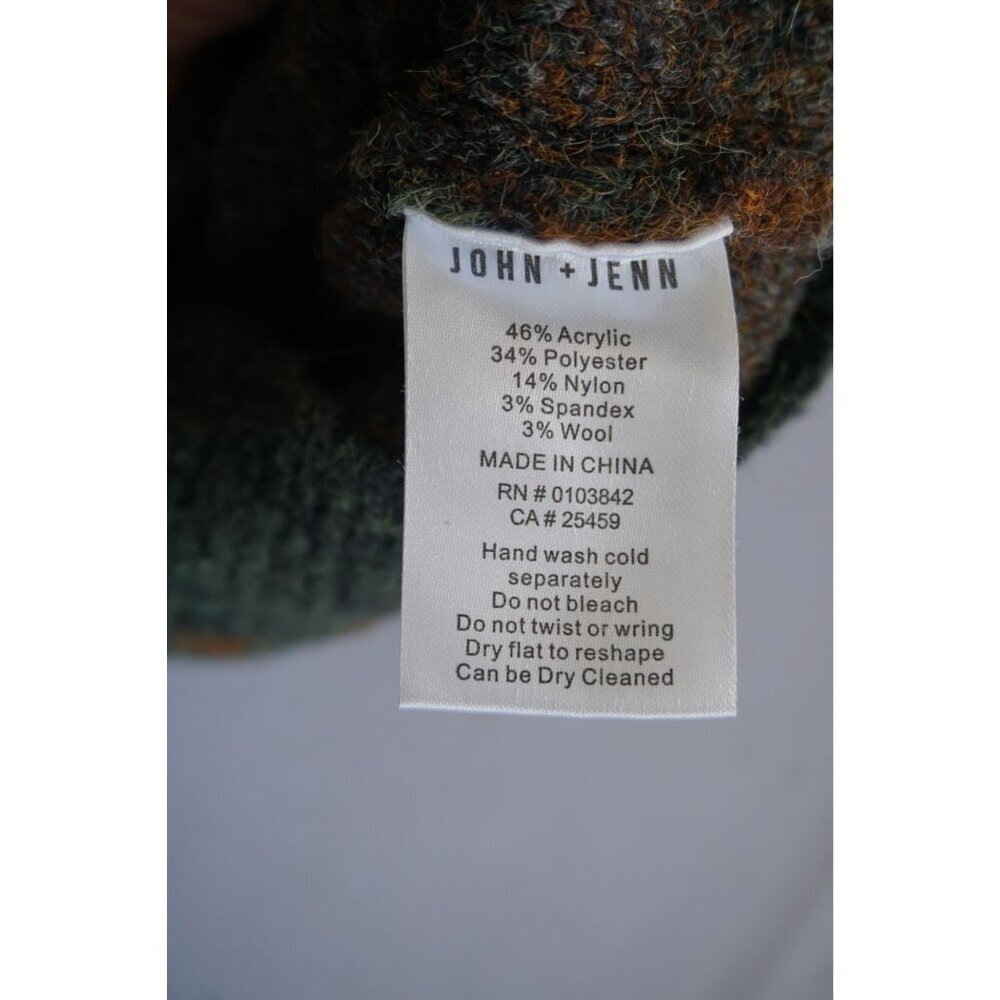 John + Jenn Fuzzy Green Brown Pattern Knit Sweater - Size XS - Picture 2 of 5
